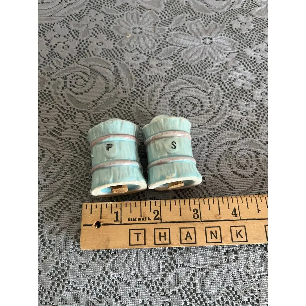 Vintage Japan Ceramic Salt & Pepper Shakers Pitcher Jug Pastel Figural w Corks